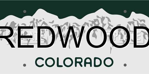 REDWOOD Colorado License Plate