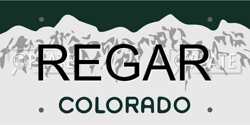 REGAR Colorado License Plate