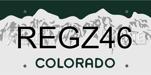 REGZ46 Colorado License Plate