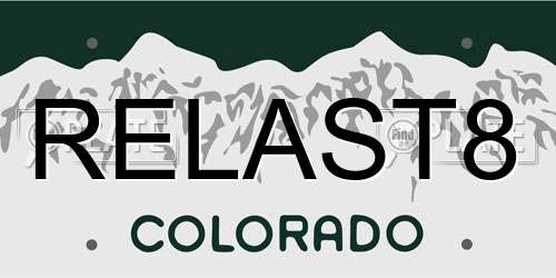 RELAST8 Colorado License Plate