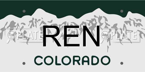 REN Colorado License Plate
