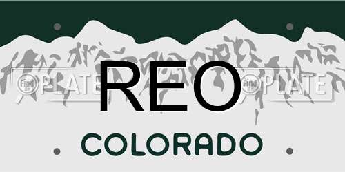 REO Colorado License Plate