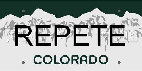 REPETE Colorado License Plate