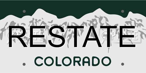 RESTATE Colorado License Plate