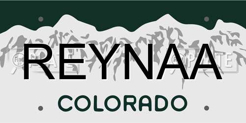 REYNAA Colorado License Plate