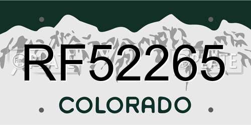 RF52265 Colorado License Plate