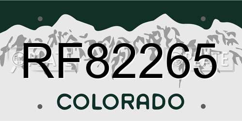 RF82265 Colorado License Plate