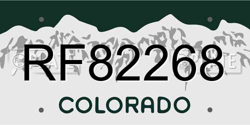 RF82268 Colorado License Plate