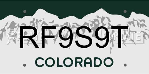 RF9S9T Colorado License Plate