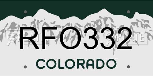 RFO332 Colorado License Plate
