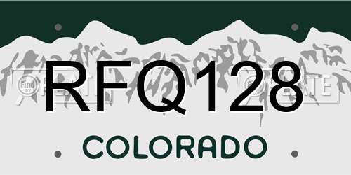 RFQ128 Colorado License Plate