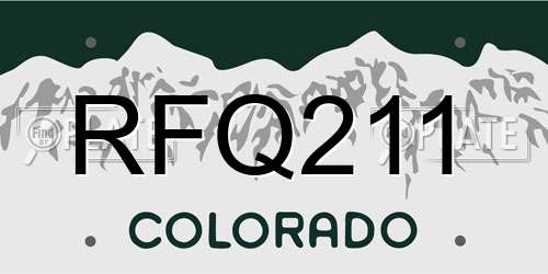 RFQ211 Colorado License Plate
