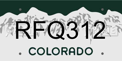 RFQ312 Colorado License Plate