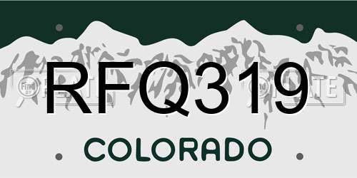 RFQ319 Colorado License Plate