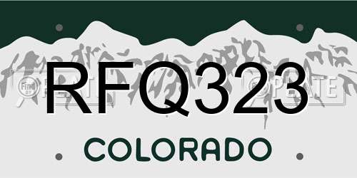 RFQ323 Colorado License Plate