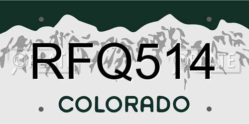 RFQ514 Colorado License Plate