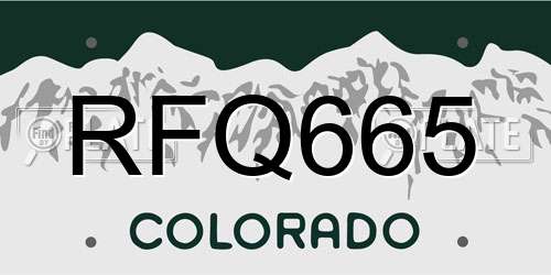RFQ665 Colorado License Plate