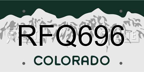 RFQ696 Colorado License Plate