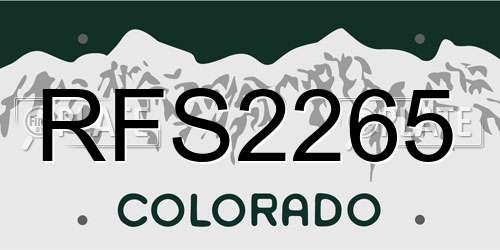 RFS2265 Colorado License Plate
