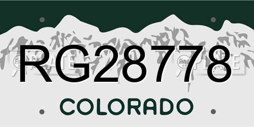 RG28778 Colorado License Plate