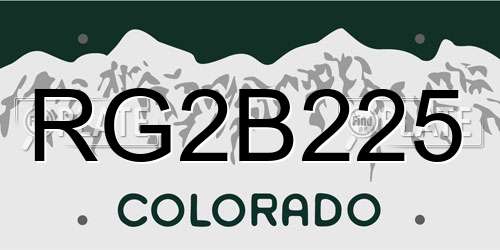 RG2B225 Colorado License Plate