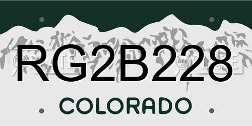 RG2B228 Colorado License Plate
