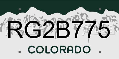 RG2B775 Colorado License Plate
