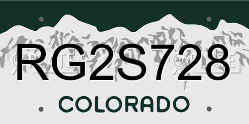 RG2S728 Colorado License Plate