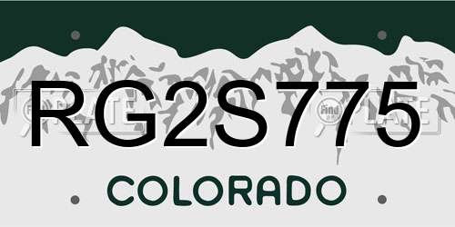 RG2S775 Colorado License Plate