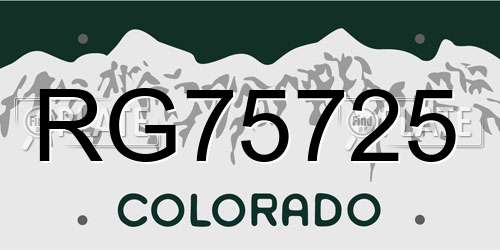 RG75725 Colorado License Plate