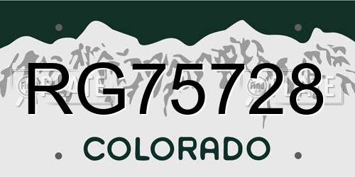 RG75728 Colorado License Plate