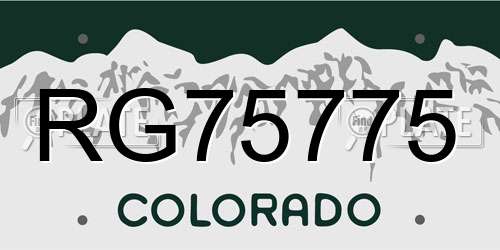 RG75775 Colorado License Plate
