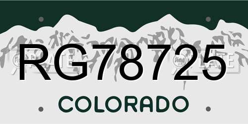 RG78725 Colorado License Plate