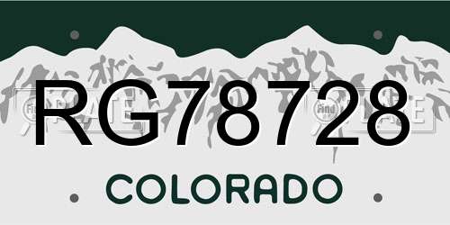 RG78728 Colorado License Plate