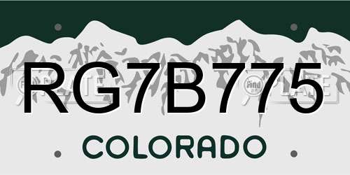 RG7B775 Colorado License Plate