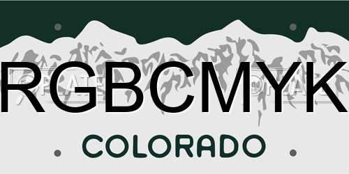 RGBCMYK Colorado License Plate