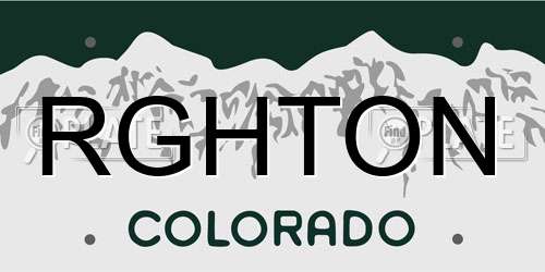 RGHTON Colorado License Plate