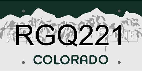 RGQ221 Colorado License Plate