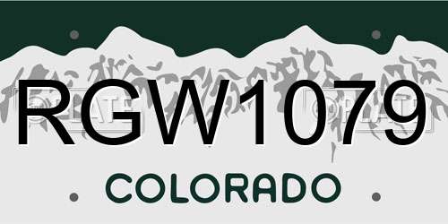 RGW1079 Colorado License Plate