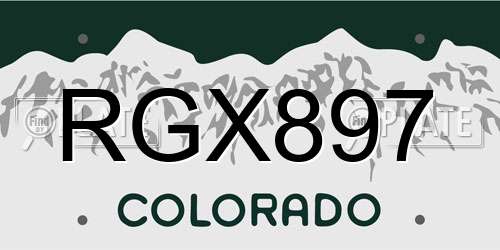 RGX897 Colorado License Plate