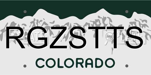 RGZSTTS Colorado License Plate