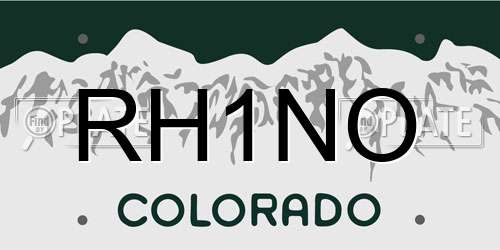 RH1NO Colorado License Plate