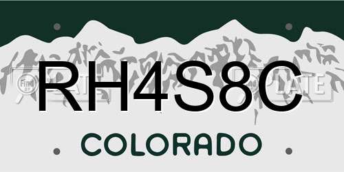 RH4S8C Colorado License Plate