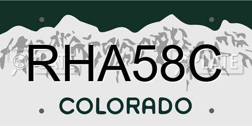 RHA58C Colorado License Plate