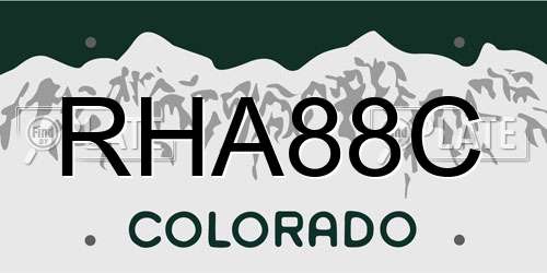RHA88C Colorado License Plate