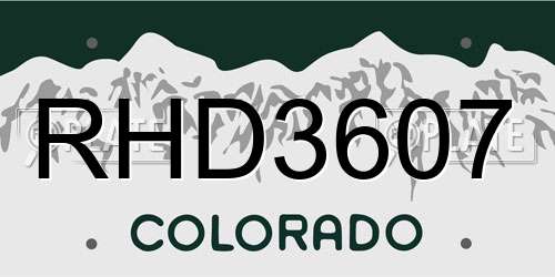 RHD3607 Colorado License Plate