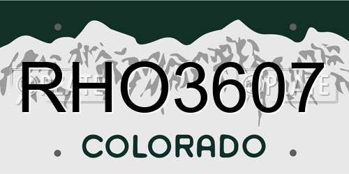 RHO3607 Colorado License Plate