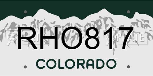 RHO817 Colorado License Plate