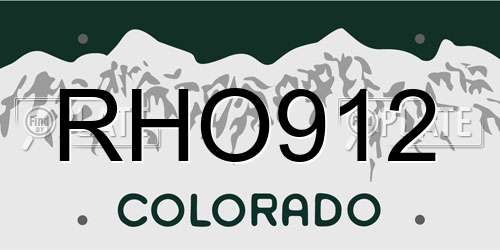 RHO912 Colorado License Plate