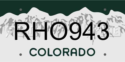 RHO943 Colorado License Plate